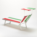 4er Set professionelle Liegestühle Strandliegen Sonnenliegen aus Aluminium für den Strand Santorini Europe 