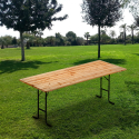Set 10 Tische aus Holz für Biergarnitur 220x80 Feste Garten Verkauf