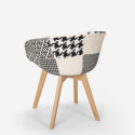 Patchwork Stuhl aus Holz und Stoff Nordisches Design Küche Bar Restaurant Pigeon 