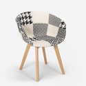 Patchwork Stuhl aus Holz und Stoff Nordisches Design Küche Bar Restaurant Pigeon 