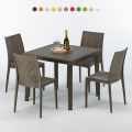Tavolino Quadrato Marrone 90x90 cm con 4 Sedie Colorate Brown Passion Promozione
