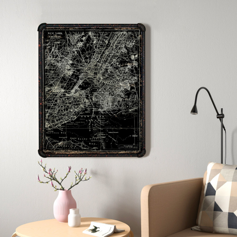 Quadro mappa canvas su tela cornice tubolare in metallo 60x80cm Satellite Map Promozione