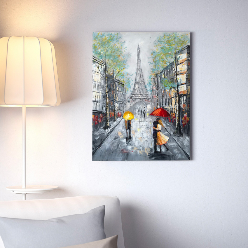 Handgemaltes Gemälde Stadtlandschaft auf Leinwand 90x120cm Dans la rue Aktion Handgemaltes Gemälde Stadtlandschaft auf Leinwand 90x120cm Dans la rue Aktion