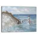 Quadro paesaggio natura dipinto a mano su tela 120x90cm By The Seashore Vendita