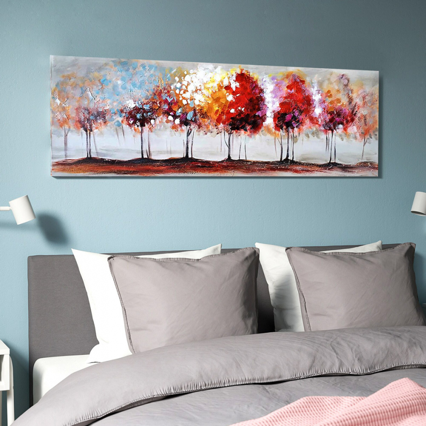 Handgemaltes Landschaftsbild auf Leinwand 140x45cm Four Seasons Aktion Handgemaltes Landschaftsbild auf Leinwand 140x45cm Four Seasons Aktion
