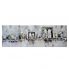 Handgemalte urbane Landschaft Gemälde auf Leinwand 140x45cm Across The Bridge Verkauf