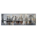 Quadro paesaggio urbano dipinto a mano su tela 140x45cm Brooklyn Bridge Vendita