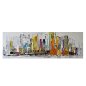 Peinture de paysage urbain Tableau peint à la main toile 140x45cm Skyline Vente