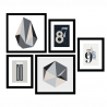 Set 5 Bilder Minimal Design Collage gerahmte Drucke B&W Verkauf