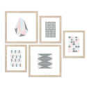 Set 5 quadri stile orientale stampe collage incorniciate Frame Origami Vendita