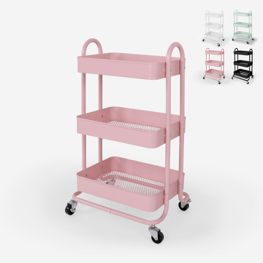Carrello da cucina portavivande 3 ripiani in metallo con ruote Sall Saldi Carrello da cucina portavivande 3 ripiani in metallo con ruote Sall Saldi
