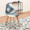 Chaise patchwork design nordique bois et tissu cuisine bar restaurant Robin Prix