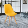Sedia design scandinavo legno velluto con cuscino cucina bar ristorante Dolphin Lux Stock