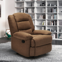 Fauteuil relax inclinable à roulette avec repose-pieds design tissu Maura 