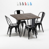 set tavolo quadrato con 4 sedie in metallo e legno stile industriale pigalle Costo
