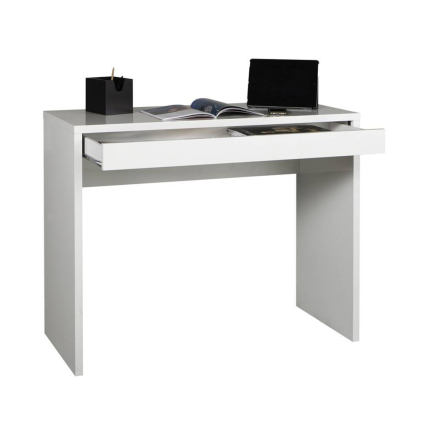 Sidus Scrivania design rettangolare 100x40cm con cassetto bianco per ufficio  e studio