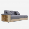 Canapé convertible 2 places en tissu avec méridienne coffre et porte-gobelet Subadra 