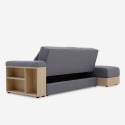 Canapé convertible 2 places en tissu avec méridienne coffre et porte-gobelet Subadra 
