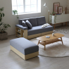 Canapé convertible 2 places en tissu avec méridienne coffre et porte-gobelet Subadra 