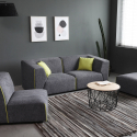 Divano 3 posti modulare componibile in tessuto stile moderno con pouf Jantra Prezzo