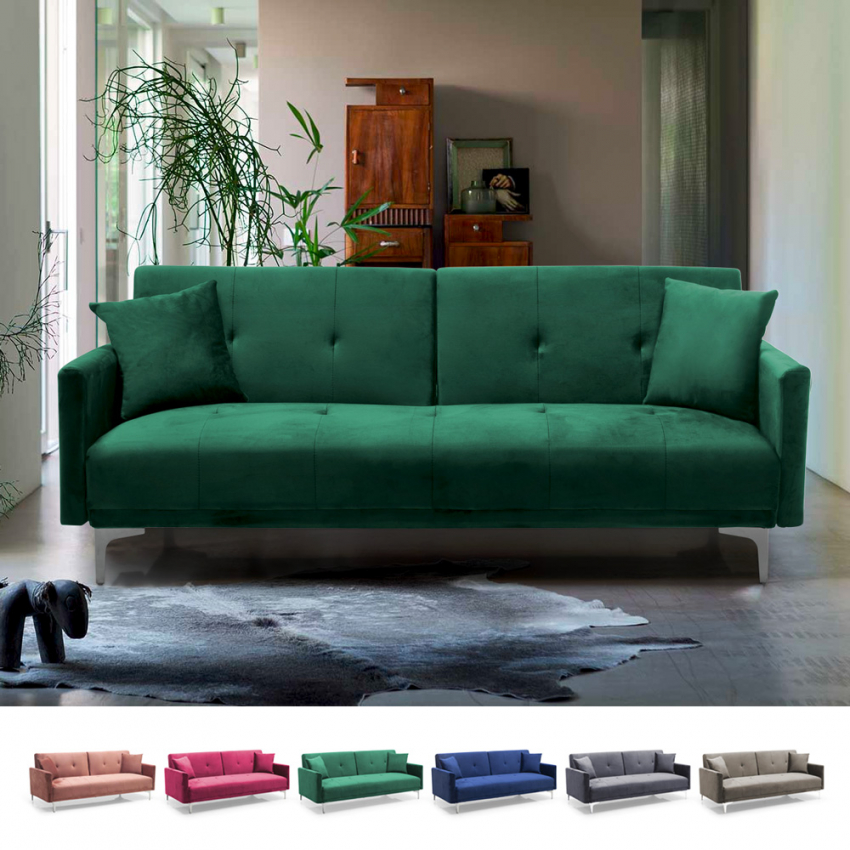 Divano letto moderno 3 posti design clic clac in tessuto velluto Villolus Catalogo Divano letto moderno 3 posti design clic clac in tessuto velluto Villolus Catalogo