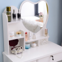 Schminktisch mit herzförmigen Spiegel und Hocker für Schlafzimmer Clara Sales