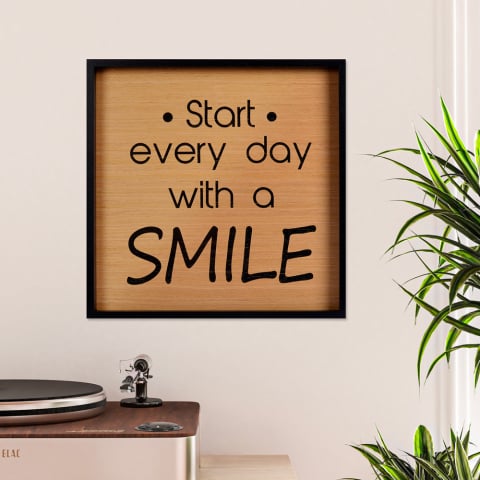 Wandbild mit Sprüchen, gedrucktes Panel mit Rahmen, Wohnzimmer 40x40cm Smile Aktion