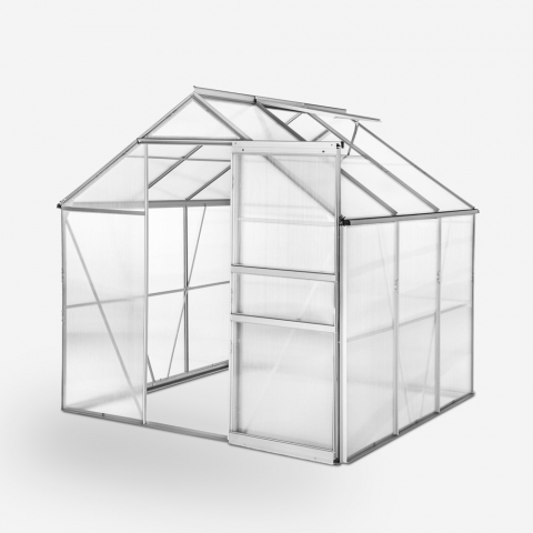 Gartengewächshaus aus Aluminium und Polycarbonat mit Tür und Fenster 183x185x205cm Vanilla