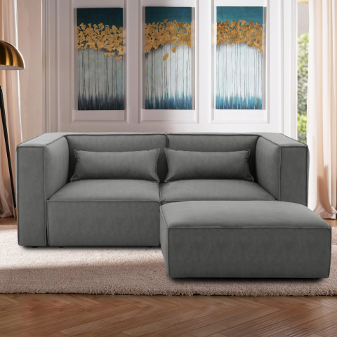 Canapé 2 places modulable moderne en tissu avec méridienne Solv Promotion