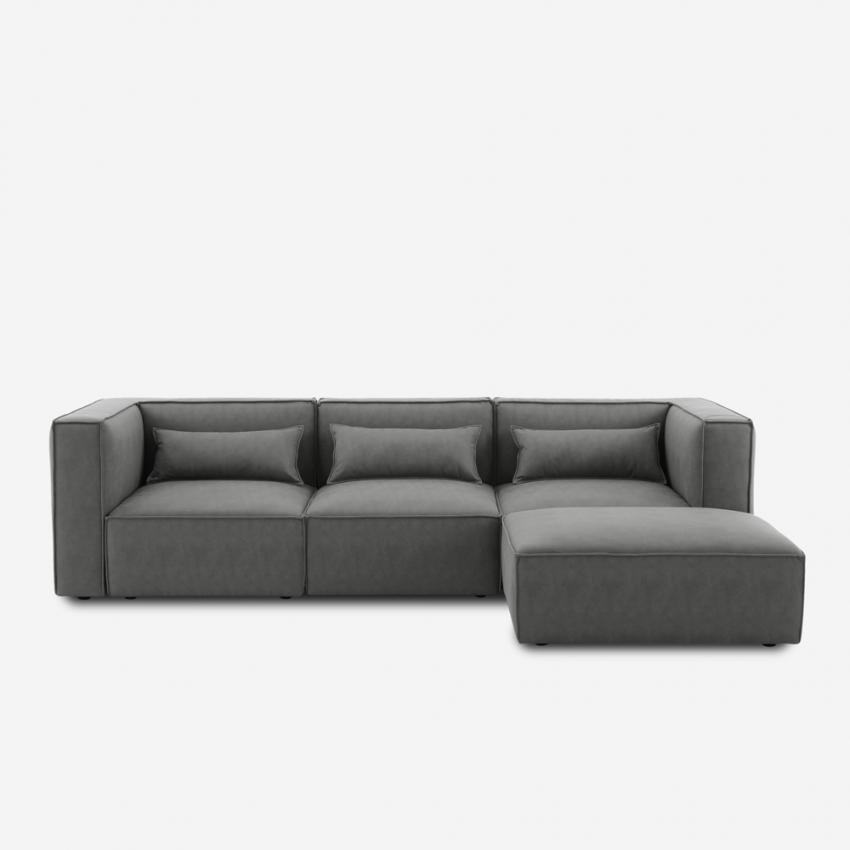 Divano 3 posti modulare componibile moderno in tessuto con pouf Solv Promozione Divano 3 posti modulare componibile moderno in tessuto con pouf Solv Promozione
