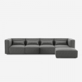 Divano 4 posti modulare componibile moderno in tessuto con pouf Solv Promozione