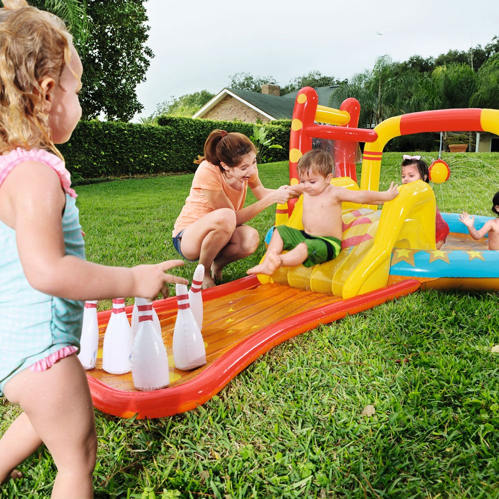 Piscine Gonflable Pour Enfants Jeux Cibles Toboggan Quilles Bestway