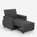 Fauteuil convertible lit 1 place avec accoudoirs design moderne Brooke 