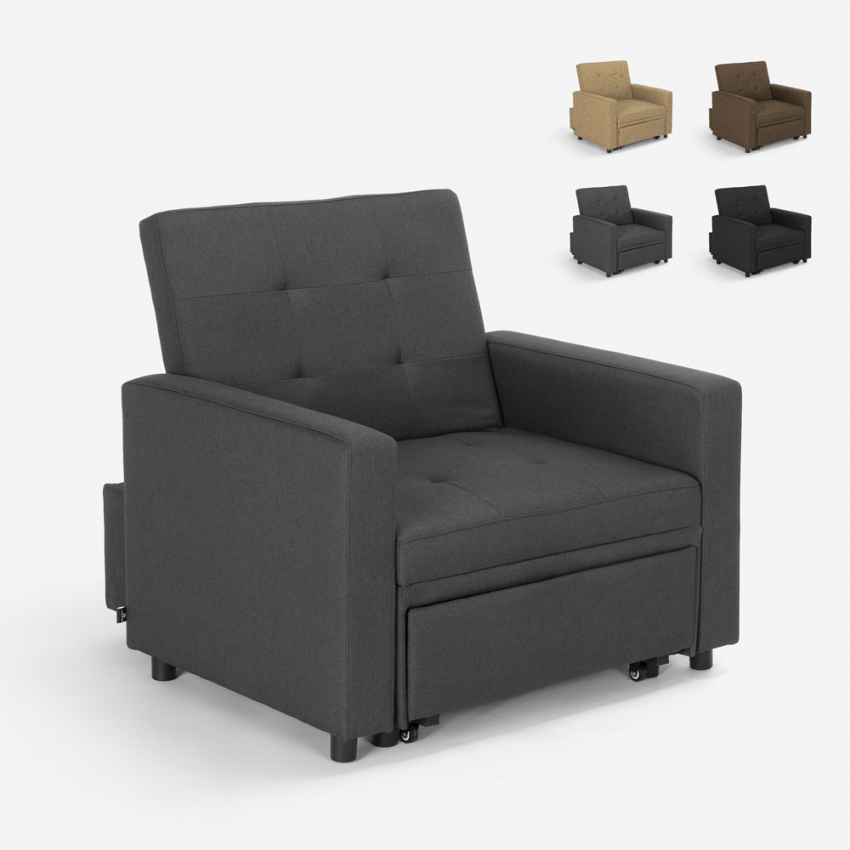 Fauteuil convertible lit 1 place avec accoudoirs design moderne Brooke Réductions Fauteuil convertible lit 1 place avec accoudoirs design moderne Brooke Réductions