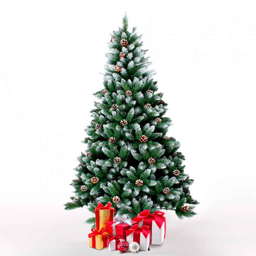 Künstlicher Weihnachtsbaum grün 210cm PVC Zweige Schnee Dekorationen Tampere Aktion