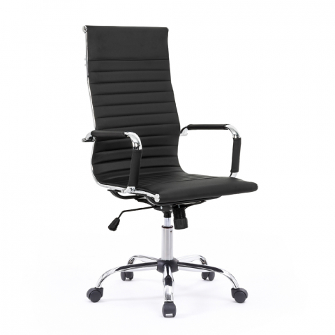 Eleganter Bürostuhl ergonomischer Sessel Metall Kunstleder Linea