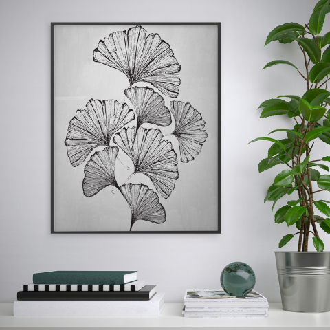 Stampa foglie quadro bianco e nero design minimalista 40x50cm Variety Masamba Promozione