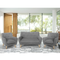 Wohnzimmerset 2 Sessel im skandinavischen Design und 2-Sitzer Sofa Holzstoff Cleis Auswahl