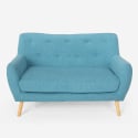 Wohnzimmerset 2 Sessel im skandinavischen Design und 2-Sitzer Sofa Holzstoff Cleis 