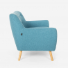 Set salotto 2 poltrone design scandinavo e divano 2 posti legno tessuto Cleis 
