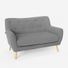 Wohnzimmerset 2 Sessel im skandinavischen Design und 2-Sitzer Sofa Holzstoff Cleis 