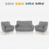 Wohnzimmerset 2 Sessel im skandinavischen Design und 2-Sitzer Sofa Holzstoff Cleis Lagerbestand