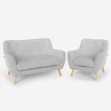 Lounge-Set Sessel und 2-Sitzer-Sofa skandinavisches Design Holz Stoff Algot Maße