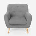 Set salotto poltrona e divano 2 posti design scandinavo legno tessuto Algot 