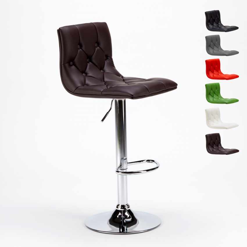Sgabello per cucina e bar trapuntato Chesterfield in similpelle Design Honolulu Sconti