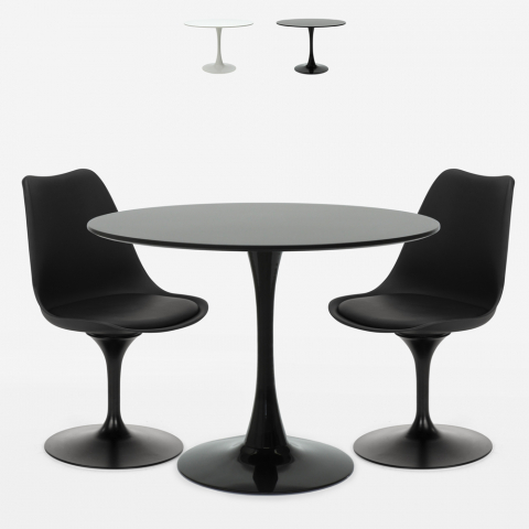 Set Runder Tisch 80cm 2 Stühle Design Tulipan skandinavischer moderner Stil Aster Aktion