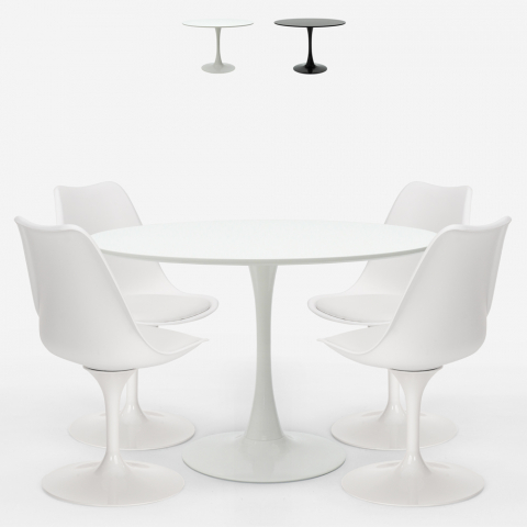 Set runder Tisch 120cm Design Tulipan 4 stühle modern skandinavischen stil margot Aktion
