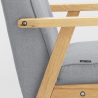 Poltrona sedia in legno design vintage retro scandinavo con braccioli Hage 