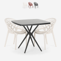 Set quadratischer Tisch schwarz 70x70cm 2 Designer Stühle Moai Black Angebot