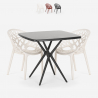 Set quadratischer Tisch schwarz 70x70cm 2 Designer Stühle Moai Black Angebot